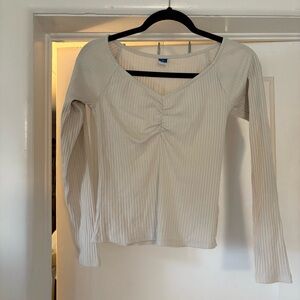 Old Navy Cream Ribbed Long Sleeve Top